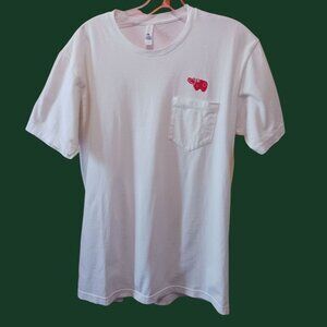Next Level Tee W/ Red Hippo Logo On Pocket Mens T-Shirt  White Medium